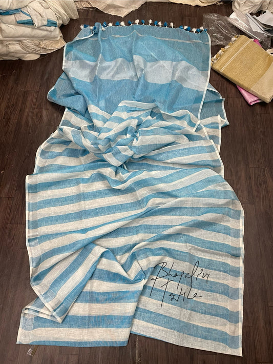 Linen Multi stripes saree