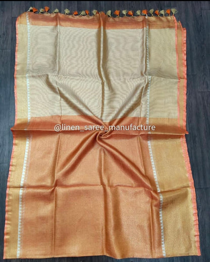 Linen Temple Bliss Weave Saree (Search Code -1002)