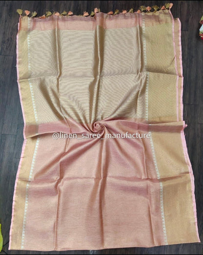 Linen Temple Bliss Weave Saree (Search Code -1002)