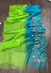 Organza Silk Hand Embroidered Saree (Search Code -1016)