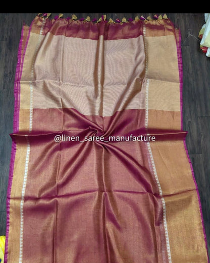 Linen Temple Bliss Weave Saree (Search Code -1002)