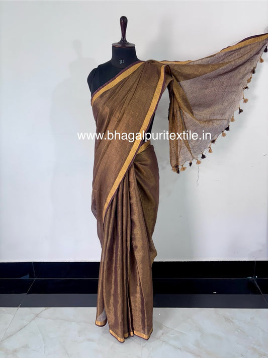 Metallic Linen Tissue saree (Search code-1064)