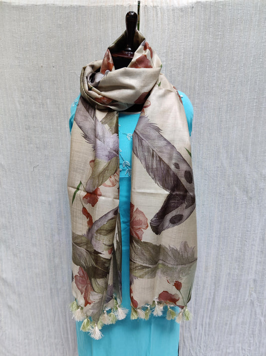 Tussar Munga Pure Silk Digital Print Dupatta
