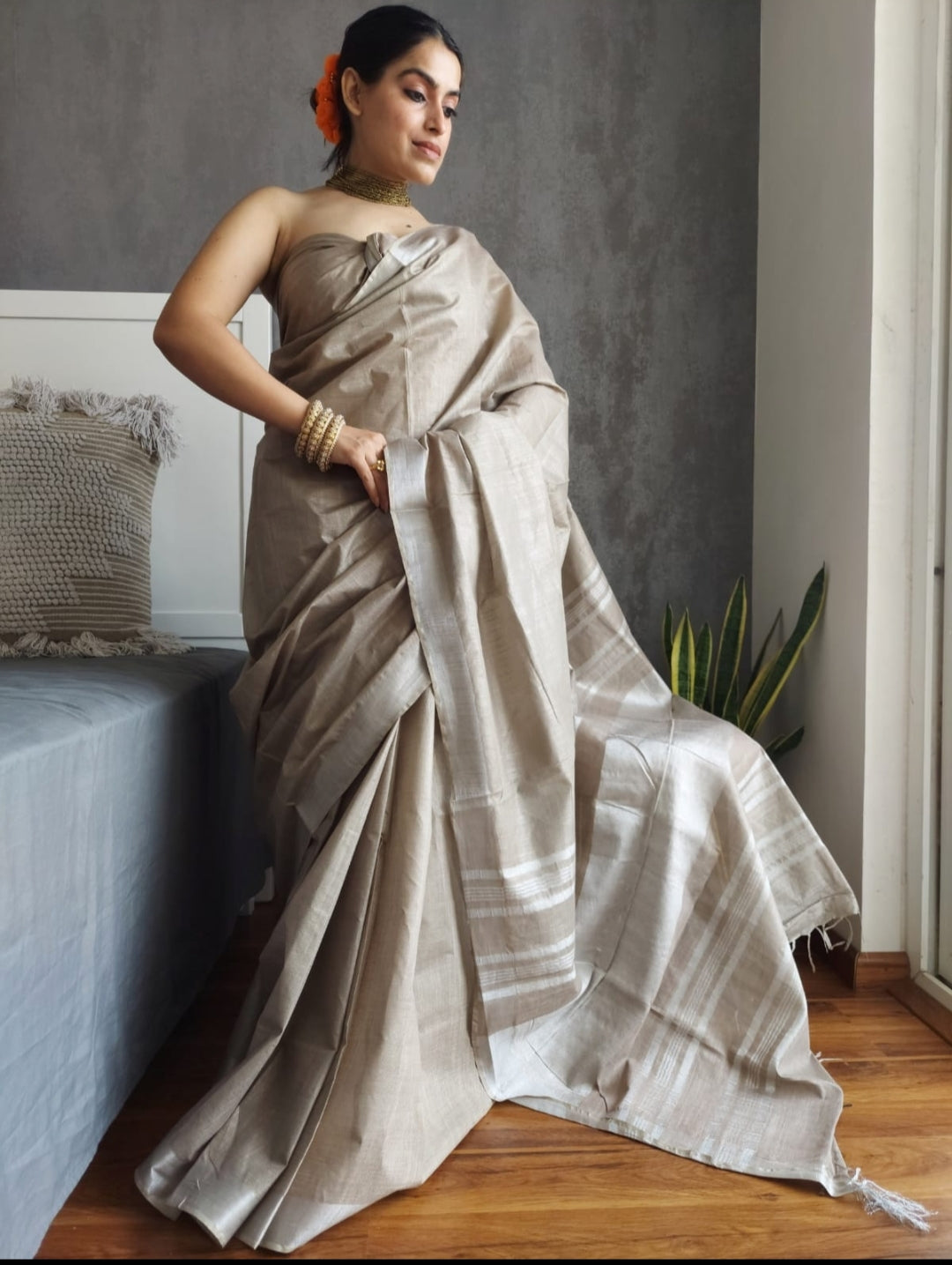 Midnight Elegance Cotton Saree