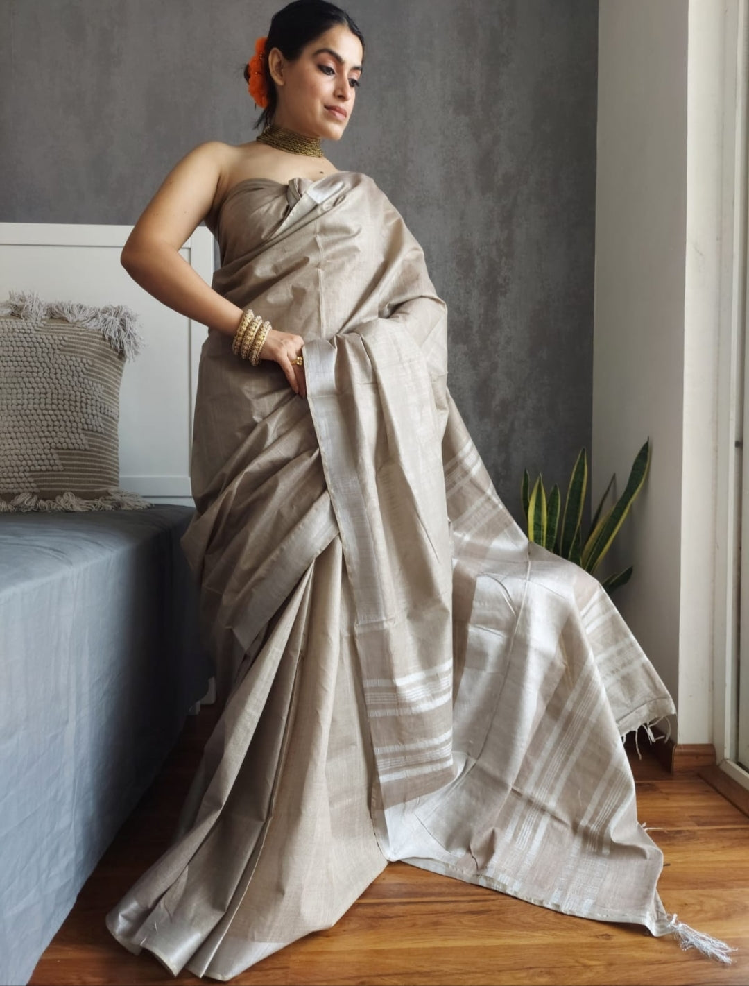 Midnight Elegance Cotton Saree