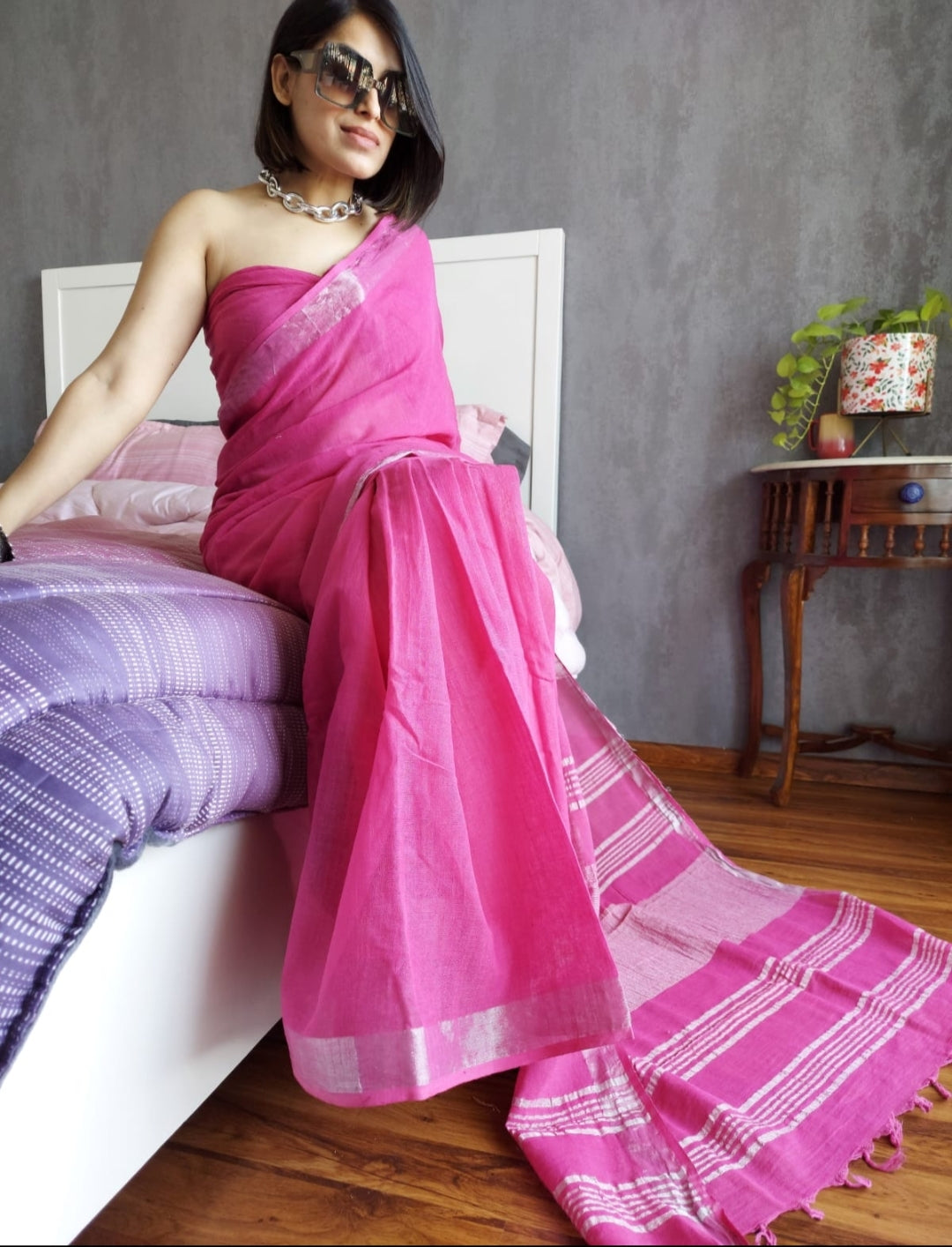 Midnight Elegance Cotton Saree