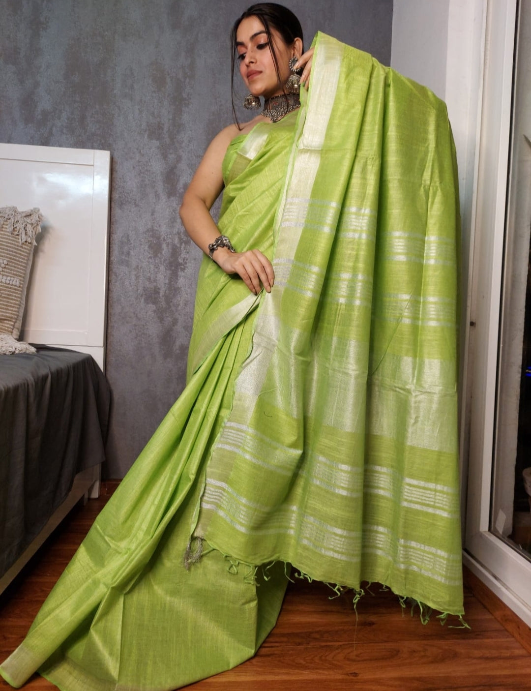 Midnight Elegance Cotton Saree