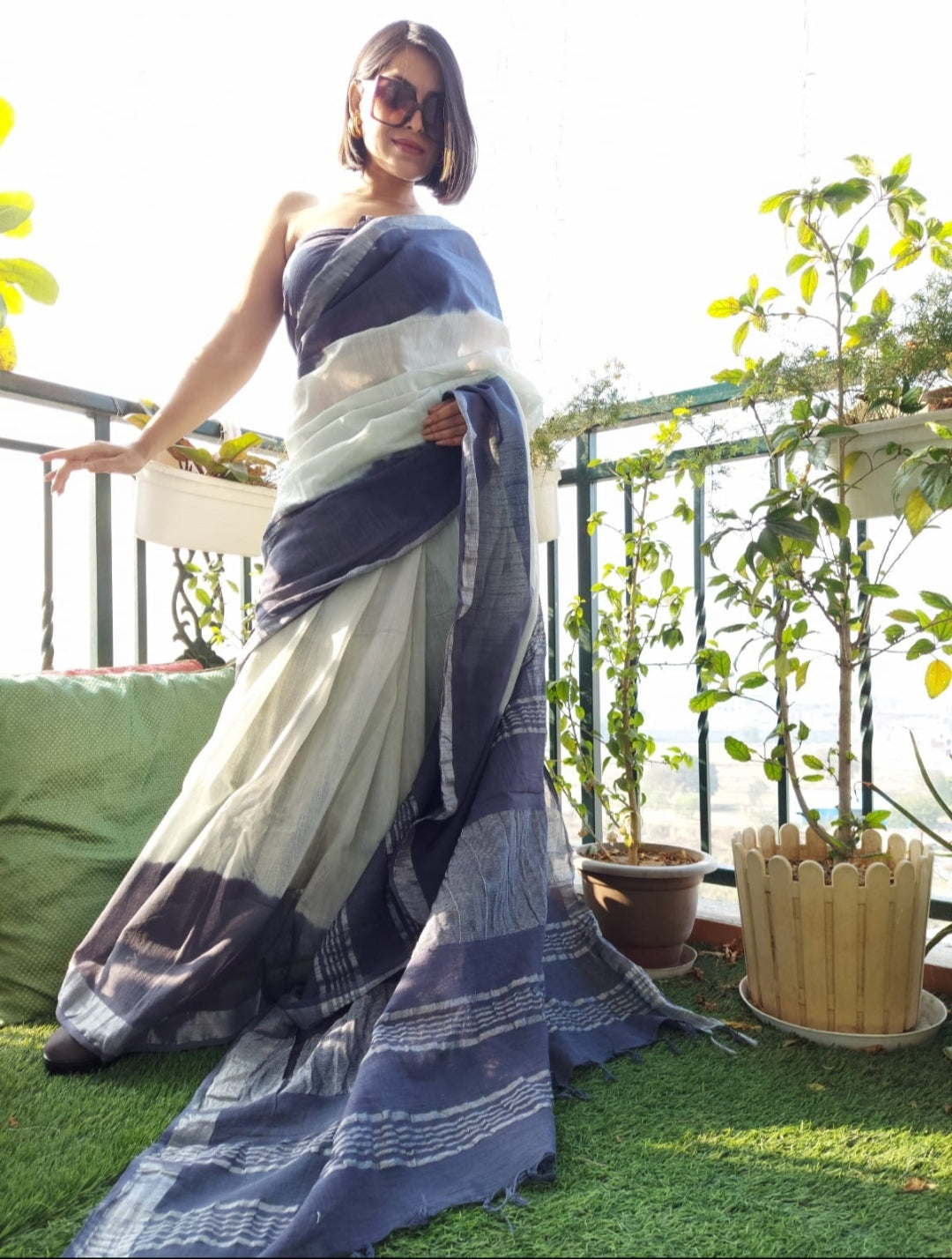 Midnight Elegance Cotton Saree
