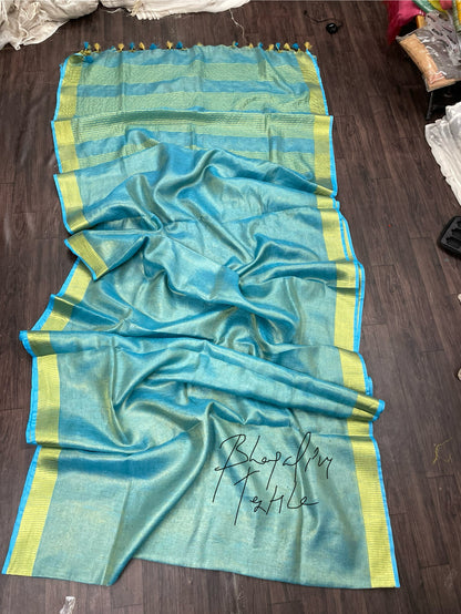 Golden Tissue linen Saaree (Search Code-1008)