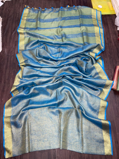 Golden Tissue linen Saaree (Search Code-1008)