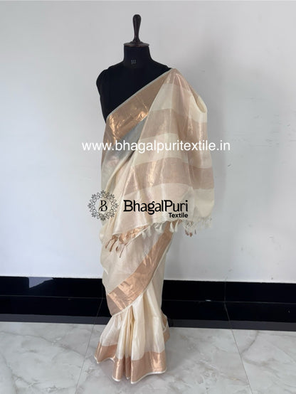 Tussar Tussar Raw Color Premium Silk Saree With Running Blouse 1M( Search Code-1039)