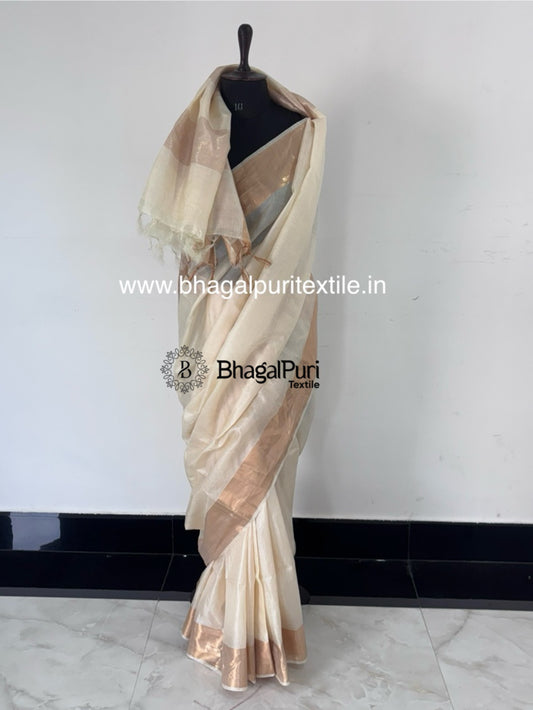 Tussar Tussar Raw Color Premium Silk Saree With Running Blouse 1M( Search Code-1039)