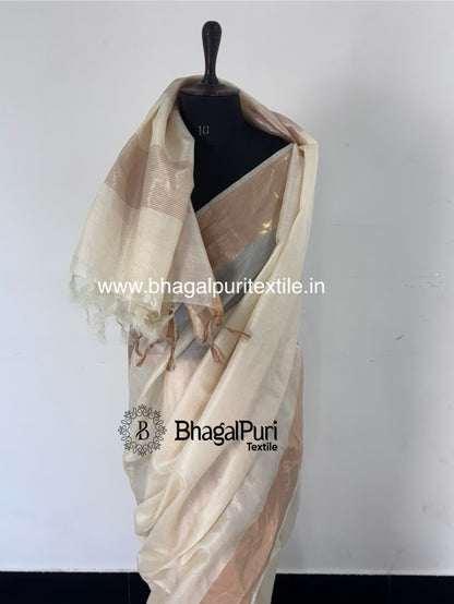 Tussar Tussar Raw Color Premium Silk Saree With Running Blouse 1M( Search Code-1039)