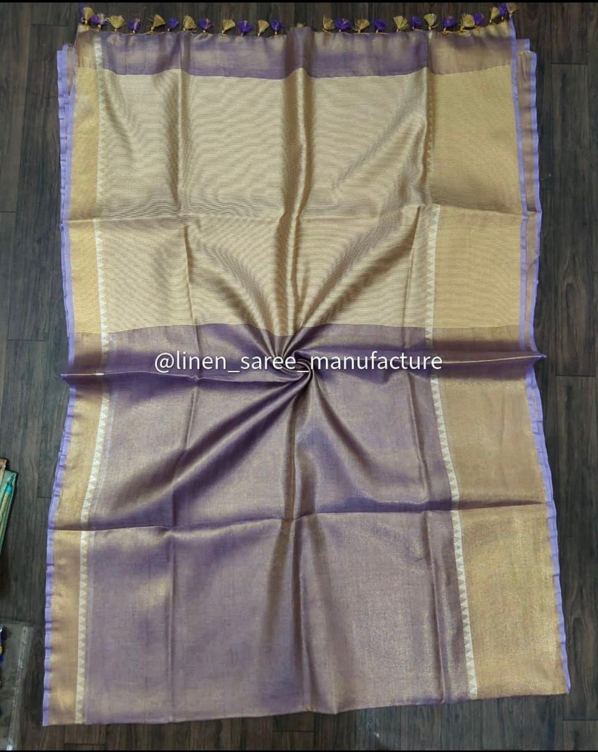 Soft magenta linen tissue saree with temple design border premium ethnic saree India