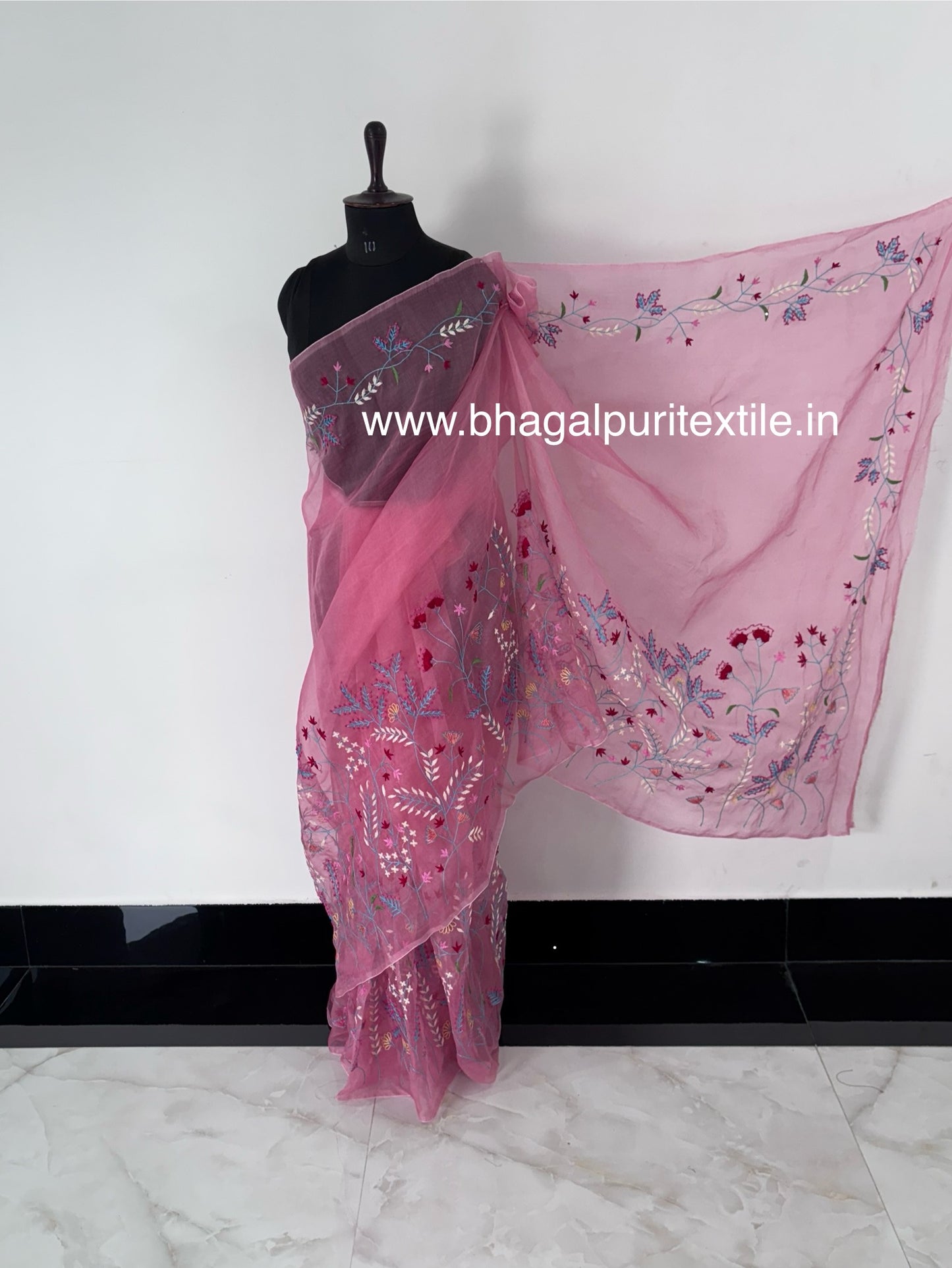 soft pink designer saree, organza saree with handwork, elegant organza saree for wedding, premium organza saree