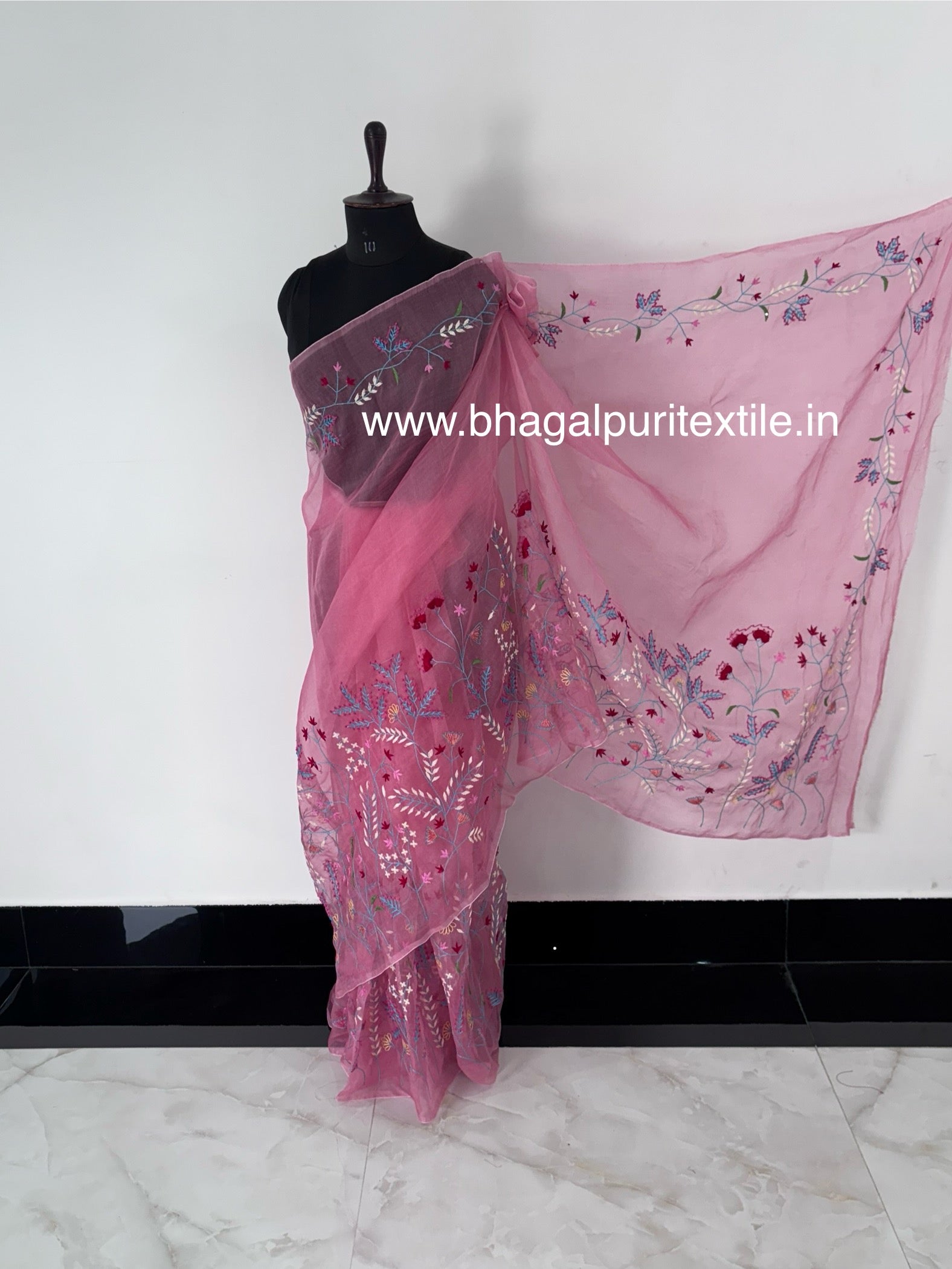 soft pink designer saree, organza saree with handwork, elegant organza saree for wedding, premium organza saree