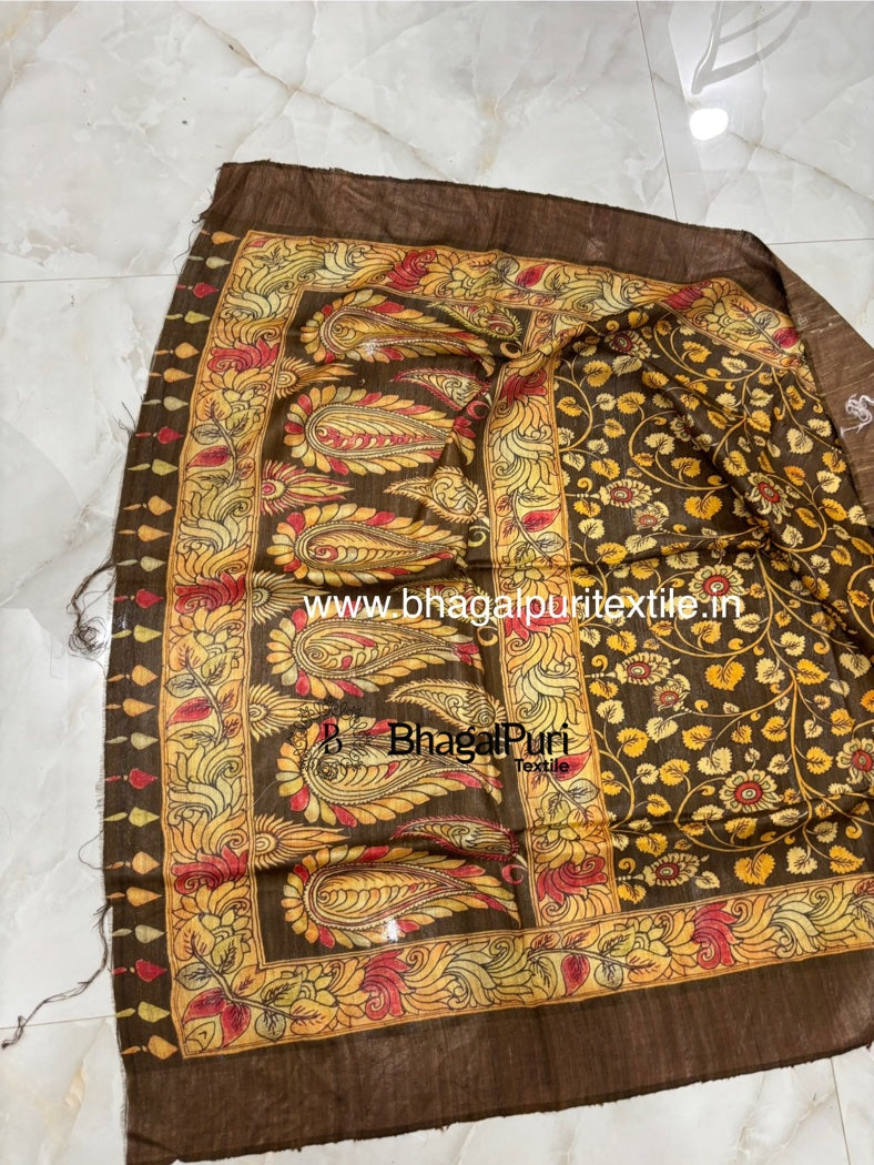 Elegant Tussar silk saree with subtle modern prints – lightweight ethnic wear for office and daily styling
