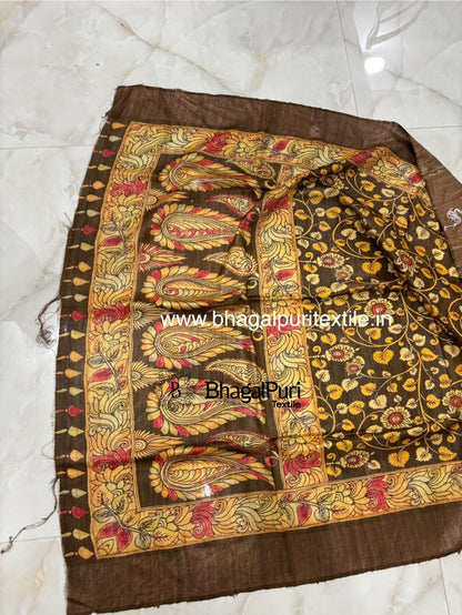 Elegant Tussar silk saree with subtle modern prints – lightweight ethnic wear for office and daily styling