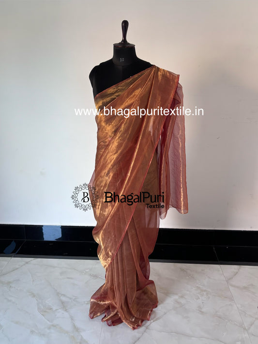 Designer red tissue silk party wear saree with blouse piece, luxury festive and wedding saree.