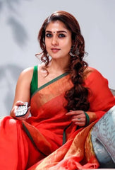 Carmine Pink Pure Linen Saree